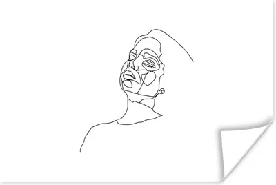 Produktbild von MuchoWow® Poster Frau - Schwarz - Weiß - Strichzeichnung 180x120 cm - Fotoplakat