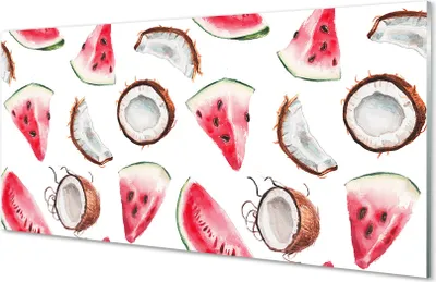 Produktbild von Glasbilder 140x70 Wandkunst Kokoswassermelone
