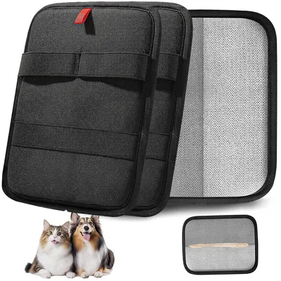 Produktbild von Tierhaarentferner-Handschuhe, doppelseitig, wiederverwendbar & waschbar, antistatisch, entfernt Tierhaare von Hund & Katze, schwarz, 2er Set