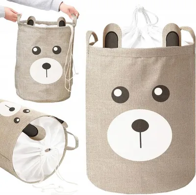 Image de Organiseur pliable Ours 50 cm - Jouet et panier à linge