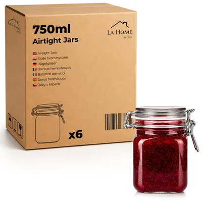 Produktbild von 6er Set Einmachglas 750 ml quadratisch Vorratsglas mit Bügelverschluss