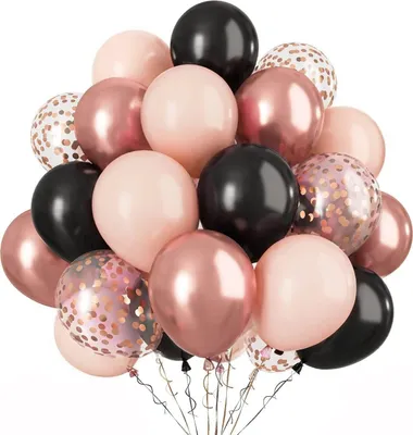 Produktbild von Luftballons 30 cm, 60 Stück, Schwarz und Roségold, Heliumgeeignet, für Geburtstag und Feier