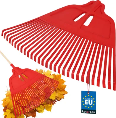 Produktbild von KOTARBAU® Laubrechen Kunststoff 67 cm ohne Stiel Extra Click Heurechen Laubharke Rechen für Herbstlaub & Heckenschnitt Gartenrechen Kunststoff Rot