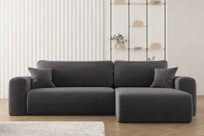 Produktbild von Kaiser Möbel Ecksofa mit Schlaffunktion L-förmiges Sofa Capri Stoff Poso Dunkelgrau Rechts