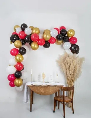 Produktbild von Ballonbogen Set Rot Schwarz Gold - Einheitsgröße