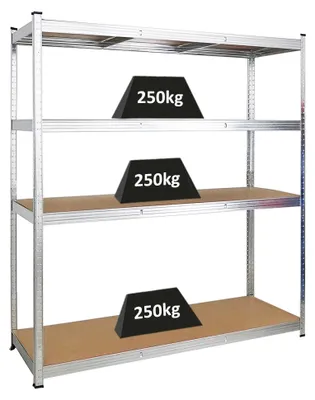 Produktbild von Schwerlastregal TAURUS XL mit | HxBxT 180x160x60cm | 4 Ebenen | Fachlast 250kg | Verzinkt