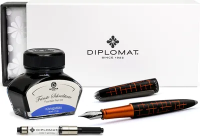 Produktbild von Füllhalter Diplomat Elox Matrix schwarz-orange mit Schreibtinte, Stärke M