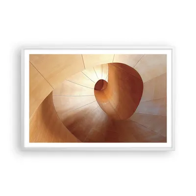 Produktbild von Gerahmtes Poster - Weißer Rahmen - Dreidimensional Spirale Braun - 91,5x61 cm - Wand Bild - Wanddeko - Wandbilder - Kunstposter - Wandposter - Bilderrahmen - Bilder - Kunstdruck - P2WAA91x61-4652