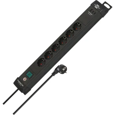 Image de brennenstuhl 1951160613 brennenstuhl Premium-Line : multiprise à 6 prises avec protection contre les surtensions, 3,0 m, noir