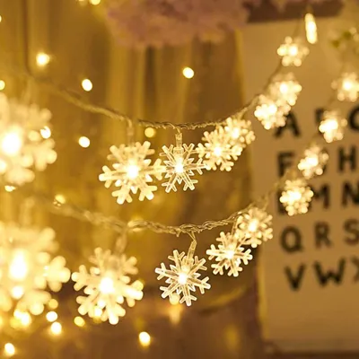 Produktbild von Schneeflocken LED Lichterkette 6m, batteriebetrieben, 40 LED, Winter Weihnachten, Lichterkette warmweiß, E0204
