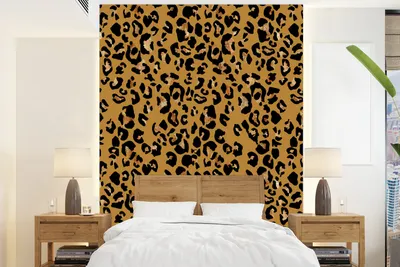 Produktbild von MuchoWow® Fototapete für Wohnzimmer oder Schlafzimmer Wandtapete Vinyl Motivtapete Tiermuster - Panther - Gelb - Gold - 190x260 cm - Papiertapete