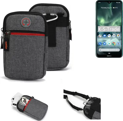 Produktbild von K-S-Trade Holster Gürteltasche kompatibel mit Nokia 7.2 Handy Tasche Schutz Hülle grau Zusatzfächer 1x