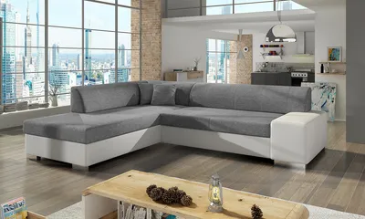 Produktbild von NABBI Ecksofa mit Zersetzung u Lagerraum Pinero L - hellgrau / weiß