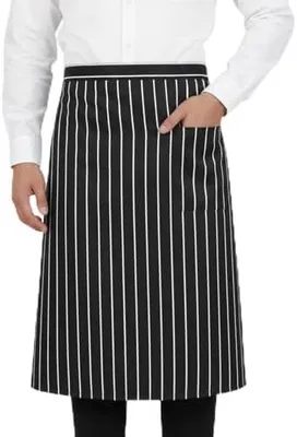 Produktbild von 2 Stück Vorbinder Schürzen für Damen und Herren, Streifenmuster, Verstellbare lange Kellnerschürzen für Küche, Restaurant, Bistro, Floristen und Cafés, 68x70cm