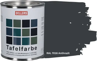 Produktbild von OELLERS 2in1 Tafellack RAL 7016 Anthrazitgrau Matt 1L Tafelfarbe Schultafelfarbe Schultafellack