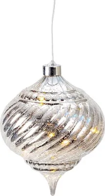 Produktbild von Weihnachtskugel Zapfen LED leuchtend silber Ø 15 cm hängend