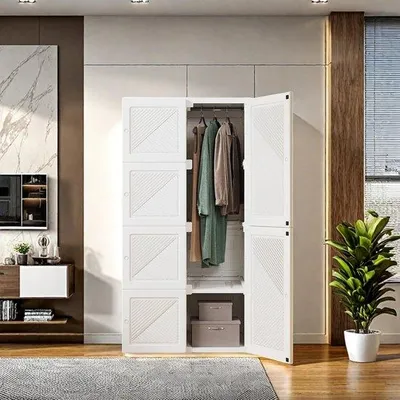 Produktbild von Famanu Kleiderschrank - Multifunktional, weiß - Organizer mit Fächern
