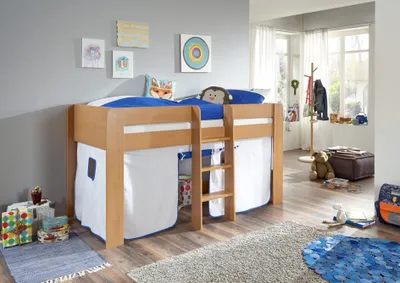 Produktbild von Relita Halbhochbett ANDI Liegefläche 90 x 20 cm Nachbildung natur inkl. Vorhang; BH1684114+TX5002037