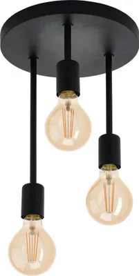 Produktbild von EGLO Deckenlampe Wilmcote, Deckenleuchte Industrial, Vintage, Retro aus Stahl, Wohnzimmerlampe in Schwarz, Küchenlampe, Flurlampe Decke, E27