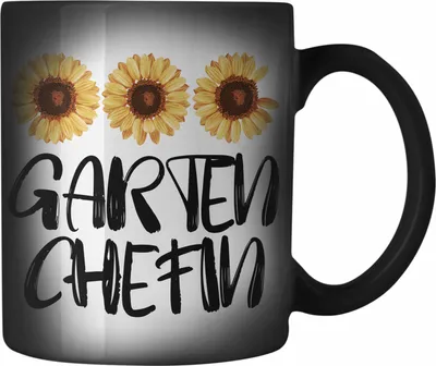 Produktbild von Trendation - Gärtnerin Geschenke Farbwechsel Zauber-Tasse Gärtnerinnen Lustig Spruch Garten Chefin Oma Rentnerin Mama (Schwarz)