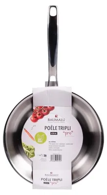 Edelstahl-Pfanne 24 cm, 3-lagig, induktionsgeeignet, kratzfest