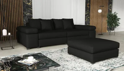 Produktbild von Big Sofa Megasofa Riesensofa AREZZO inkl. Hocker Stoff Now or Never Schwarz