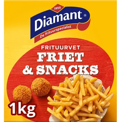 Obrázok produktu pre Diamant Friet & Snacks Frituurvet 1000 g – Tuhý tuk na vyprážanie na chrumkavé hranolky a občerstvenie