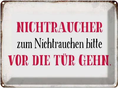 Produktbild von vianmo Blechschild 30x40 cm Nichtraucher bitte vor die Tür Spruch Zitat