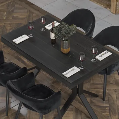 Produktbild von KUBA | Gastro Tischplatte | 130 x 80 cm | 6cm | Schwarz | Gastro Massivholzplatte