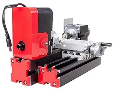 Immagine prodotto di Mini tornio - Tornio da tavolo - Motore da 24 W - 20.000 giri/min - Spina UE - Per legno, plastica e metalli teneri - Rosa