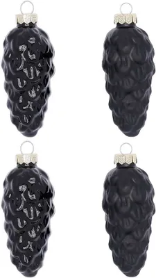 Produktbild von Christbaumschmuck Zapfen 9cm Glas 4 Stück - Ebony Black