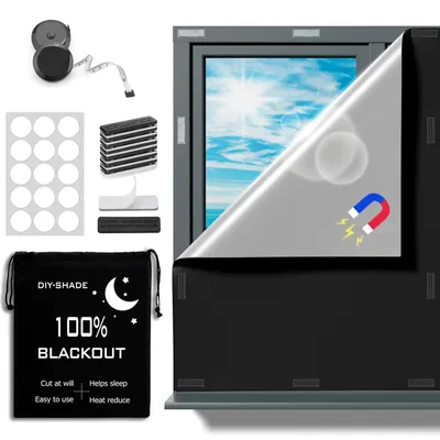 Verdunkelungsrollo ohne Bohren, 1,5 x 2 m, blickdicht, schwarz