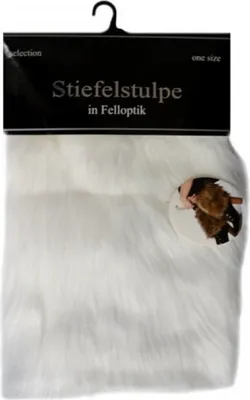 Produktbild von Tobeni 1 Paar Damen-Stiefelstulpen in Felloptik 30 cm Länge One size, Farbe:Weiss, Grösse:One Size