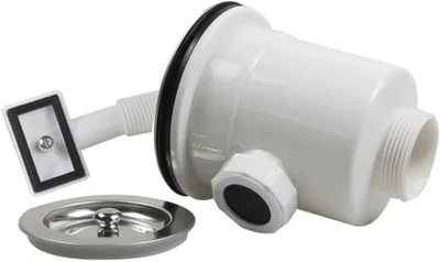 Produktbild von Abflusssieb für die Küchenspüle aus 304 Edelstahl, für Überlauf, Korbfilter für Öffnungen von 89–95 mm, kompatibel mit Rohren von 110 mm und 114 mm, aus PP und PVC