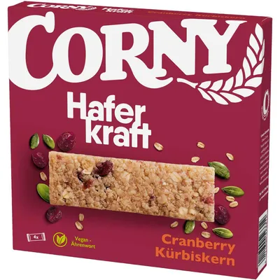 Produktbild von Corny Müsliriegel HAFERKRAFT Cranberry-Kürbiskern, 4x35g