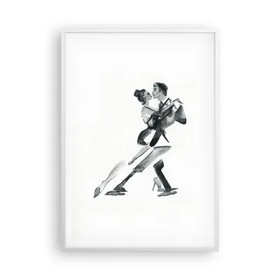 Produktbild von Gerahmtes Poster - Weißer Rahmen - Tango Zeichnen Schwarzweiß - 70x100 cm - Wand Bild - Wanddeko - Wandbilder - Wandposter - Bilderrahmen - Bilder - Kunstdruck - Wandbild - P2WPA70x100-4300
