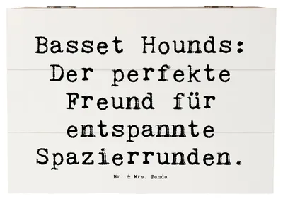 Produktbild von Mr. & Mrs. Panda Geschenkbox Spruch Basset Hound Freund 22 x 15 cm - Weiß - Geschenk, Hunderassen Beschreibung, Schatulle, liebevoll, Hunderasse, sture Hunde, Truhe, Box