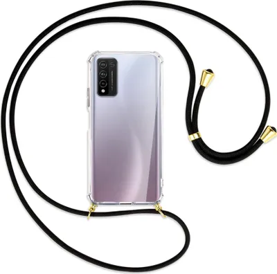 Produktbild von Handykette Backcover-Schutzhülle mit Band (Metall goldfarben) für Honor 10X Lite - schwarz