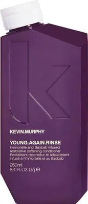 Produktbild von Kevin.Murphy Young.Again.Rinse, Unisex, Sprödes Haar, beschädigtes Haar, trockenes Haar, Feuchtigkeitsspendend, Nährend, Reparatur, Glanz, Glättend, Weichmachend, Verstärkung, 250 ml, Flasche, Bambus, Baobab, Kakadu-Pflaume, Orchideenblüte