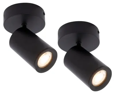 Image de Ledvion Lot de 2 Spot LED Plafond Smart Noir 1 spot GU10 4.9W RGB+CCT