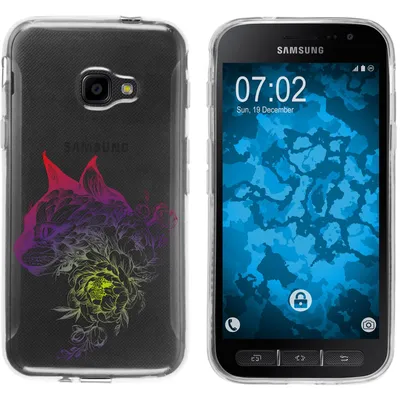 Produktbild von PhoneNatic Case kompatibel mit Samsung Galaxy Xcover 4 / 4s Silikon-Hülle Floral Katze M2-5