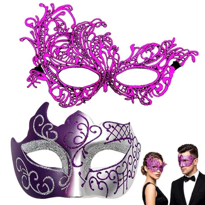 Venezianische Masken für Paare, 2-teilige Ballmasken, schwarz