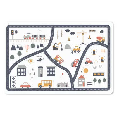 Produktbild von MuchoWow® Schreibtischunterlage Auto - Kinder - Gebäude 60x40 cm - XXL Mauspad - Großes Mauspad