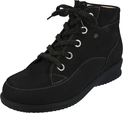 A single black boot shown from a three-quarter angle against a white background.