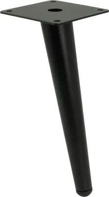 A single black metal furniture leg with a square mounting plate.