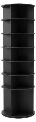 Produktbild von Ryuen - Vertikaler Schuhschrank mit 7 Ablagen H184 cm für 28 Paar mit manuell drehbarer 360° Rundbasis in Schwarz