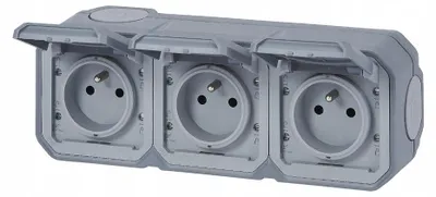 Image de Legrand Plexo Prise triple étanche en saillie grise IP55