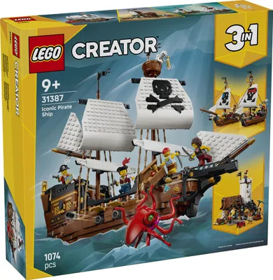 Produktbild von LEGO Creator Legendäres Piratenschiff Spielzeug - Modellbau mit 2 Bauoptionen - Burg oder 2 Zwillingsboote - Kinderzimmer Deko - Geburtstagsgeschenk für Jungen & Mädchen ab 9 Jahren - 31387