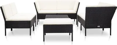 Produktbild von vidaXL 8-tlg. Garten-Lounge-Set mit Auflagen Poly Rattan Schwarz