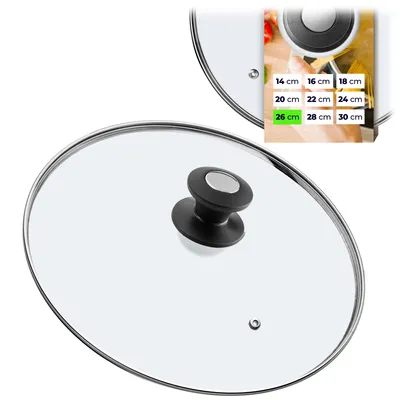Produktbild von KADAX Topfdeckel "Barletta", Universaldeckel aus Glas mit Schwarzmatt griff, 26 cm